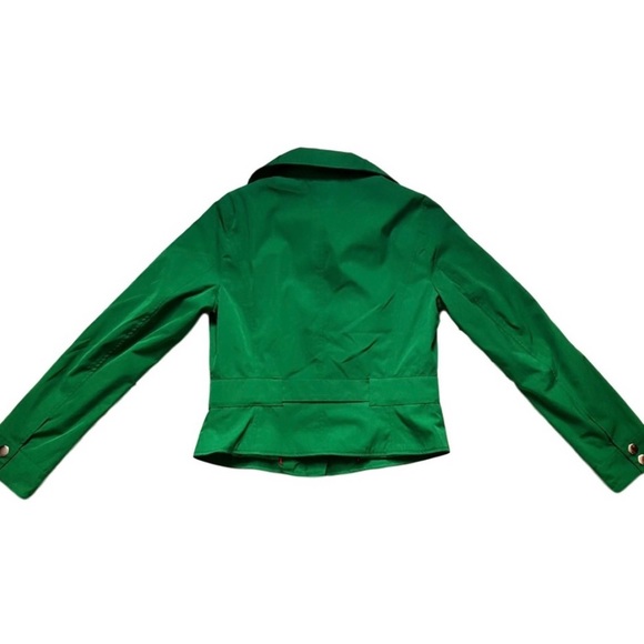 NWOT Express Women’s Zippered Moto Rain Jacket Emerald GREEN 🍀 SZ Small - Picture 9 of 12